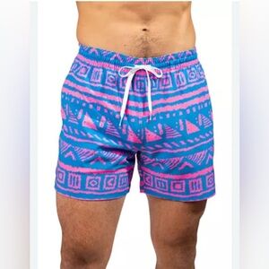Chubbies Pink and Blue Geometric men’s Athletic Shorts